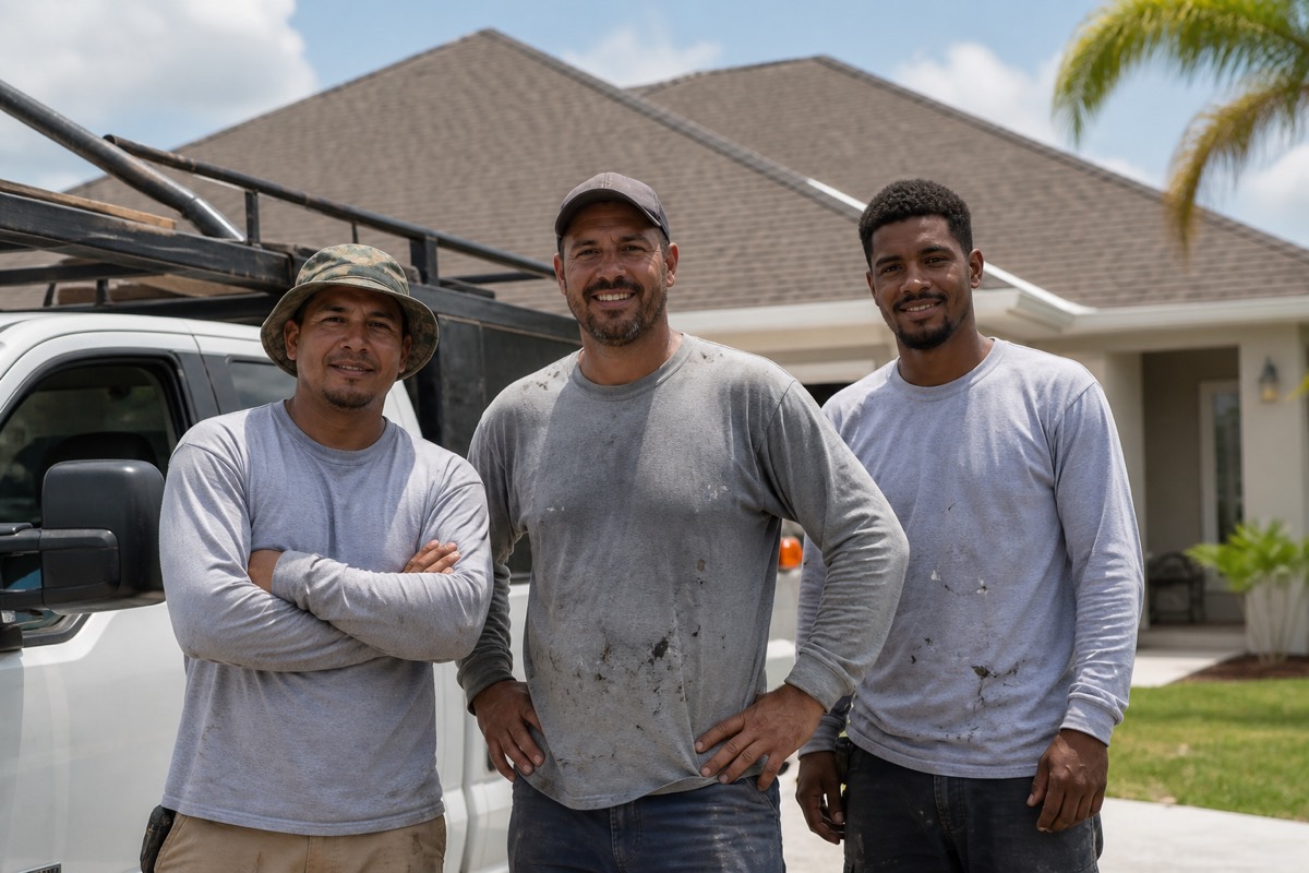 The Hunter & Sons Roofing crew
